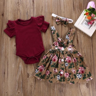 ✐♠Flyman Toddler Baby Girl Floral Dress Set 3PCS Princess Girl Dress Baby Romper Tutu Dress+Headband