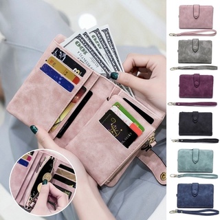 2021 New Mini Scrub Women Stitching Wallet PU Leather Short Card Bag Coin Purse Ladies Wallet