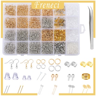 [FRENECI] Hypoallergenic Earring Making Kit, 2682Pcs Earring Making Supplies Kit with Earring Hooks, Earring Findings, Earring Backs, Earring Pins, Jump Rings