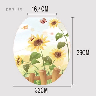 Panjie Sunflower Bathroom Sticker Home Decor Toilet Lid Decoration Waterproof Toilet Stickers