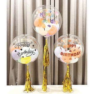 18/24/36inch BoBo Balloon Transparent Rubber Sequin Birthday Happy Sticker Party Air Balloon Decoration Supplies (1)