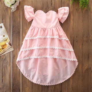 (COD)Toddler Kids Baby Girls Lace Off Shoulder Party Dress (4)