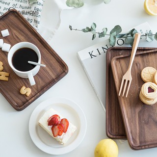 Tea Set Cup Snake Dessert Wooden Plate Black Walnut Cherry Wood Rectangle Tea Tray Snack Tray For Home Decoration Office Hotel