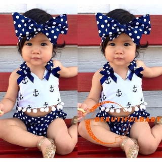 UEB-Cute Baby Girls Clothes Anchors Tops+Polka Dot (4)