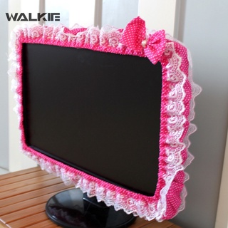 WALKIE Lace Fabric Computer Frame Cover Monitor Screen Dust Cover With Elastic Pen Pocket Bow Home Decorations