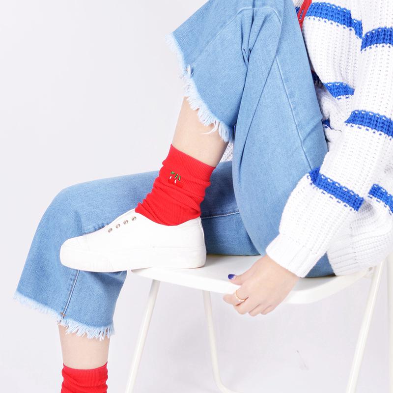 women Cute meias Korean Harajuku Embroidery Pile Heap Socks (5)