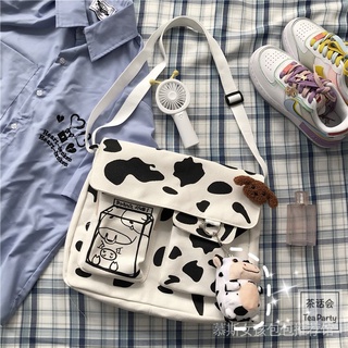 Korean ulzzang Dairy Cow Canvas Bag Art ins Japanese Harajuku Girls Messenger Bag