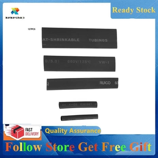 Kekeshop 127pcs/Set Heat Shrink Heatshrink Wire Cable Tube Sleeving Sleeve Wrap Black