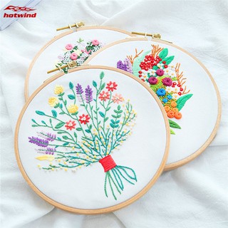 HW DIY European Style Bouquet Embroidery Kit Flower Handcraft Needlework Cross Stitch Kit Cotton Embroidery Home Decor