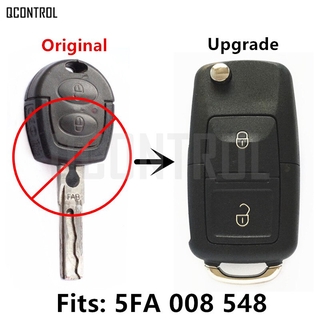 QCONTROL Car Remote Flip Key for VW/VOLKSWAGEN Bora Polo Golf Passat Lupo 5FA 008 548 with ID48 Chip