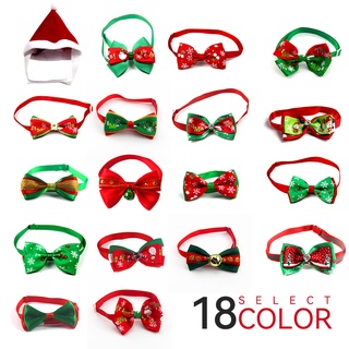 Christmas Bowknot Collar Dog Cat Necktie Pet Christmas Hat Set With Bow Tie Hat