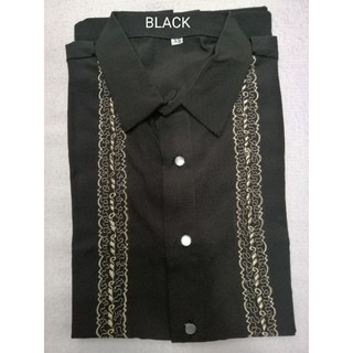 polo barong short sleeve( black)