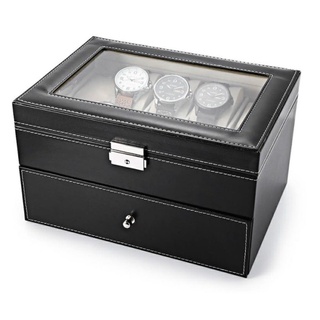 20 Slots Grids Watch Storage Organizer Case PVC Leather Jewelry Display Storage Box (4)