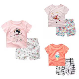 Baby Kids Toddler Korean Terno T Shirt+Short For Girls Set