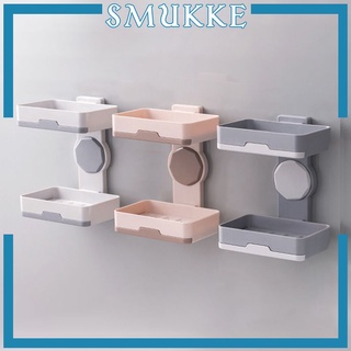 Double Layer Soap Holder Rotatable Soap Organizer Bathroom Punch-Free Wall Hanging Soap Dish Multifunctional Storage Rack