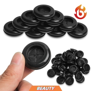 BEAUTY 50pcs Environmental Grommet Protective coil Water Pipe Retaining Ring Parts Firewall Hole Plug Double-sided Cylinder Valve Black Rubber Electrical Wire Car Gasket Kit