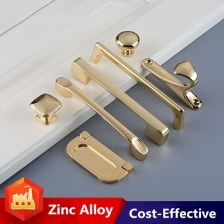 Zinc Alloy Golden Handle Nordic Wardrobe Drawer Cabinet Modern Simple Solid Cabinet Door Knob Furniture Handle