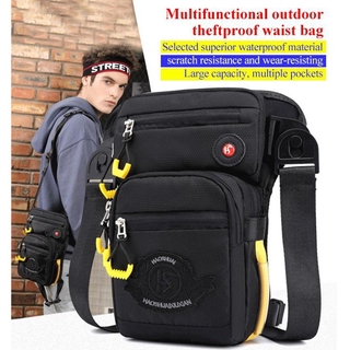 Men's multifunctional outdoor close-fitting waterproof nylon cloth anti-theft belt bag