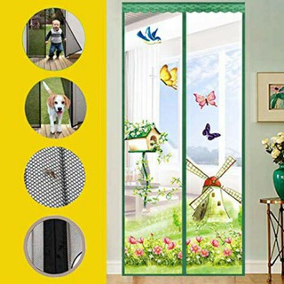 ✇﹍90x210cm Magic Door Screen Floral Magnetic Mesh Net Anti Mosquito Insect Fly Bug Curtain