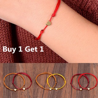 Buy1 Get1 Lucky Red Rope Bangle Heart Bracelet Adjustable (1)