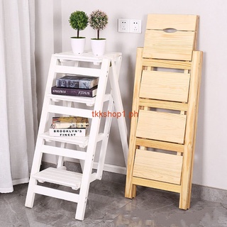Solid Wood Household Foldable Ladder Chair Multifunctional Folding Ladder 2/3/4-Step Ladder Chair