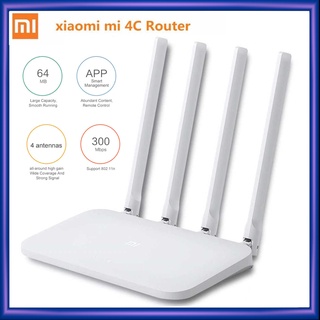 Original Xiaomi Mi WIFI Router 4C Roteador APP Control 64 RAM 802.11 b/g/n 2.4G 300Mbps 4 Antennas W
