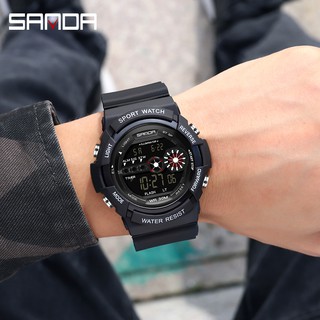 SANDA Waterproof Watches Men Sports Chronograph Digital Watch With LED Digital Display