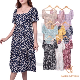 NKD FASHION COLEEN DAISY FLORAL CHALLIS PUFF SLEEVES LAYERED BABY DOLL DRESS 1389