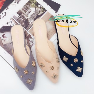 Korean Pointed Toe Mules Flat Sandals for Women