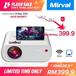 [2021 NEW] Mirval C10 WiFi Wireless Mirroring LED Mini Projector 1080P 3000 Lumens 4K Multi-media HD