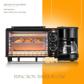 3 in 1 Breakfast Machine Maker Home Coffee +Toaster Oven +Sandwich Bread Maker