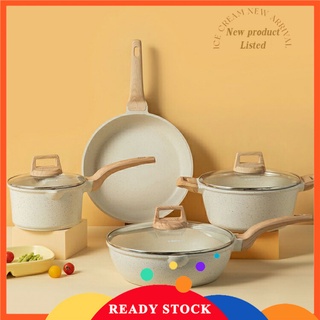 4 piece set of medical stone non-stick cookware Wok/Frying pan/soup pot /Milk pan Suitable for All