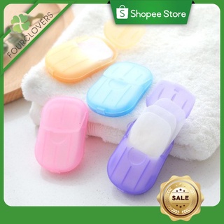 ★fouclovers★20 tablets of travel disposable soap tablets boxed soap paper travel soap paper