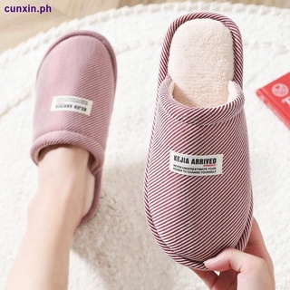 Cotton slippers female autumn and winter couples home household indoor non-slip cute warm plush slippers men winter