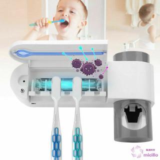UV Sterilization Toothbrush Holder with Automatic Toothpaste Dispenser Wall Mounted Device