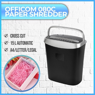 Ready Stock/✈☏Officom 080C Paper Shredder 15 L Automatic Shredder 8 Sheets Cross Cut A4/Letter/Lega