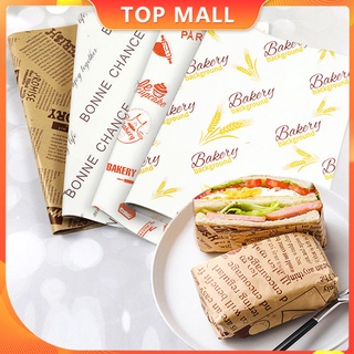 50Pcs Wax Paper Food Paper Sandwich Bread Burger Wrapping Paper Baking Waterproof Greaseproof Paper