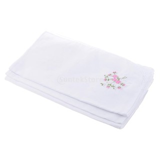 12pcs Women's White Flower Embroidery Cotton Lace Handkerchiefs Hanky #3 (6)