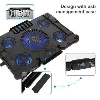 USB Laptop Cooling Pad LED Powered 5Fans Cooler Adjustable PC Cooler Pad Stand