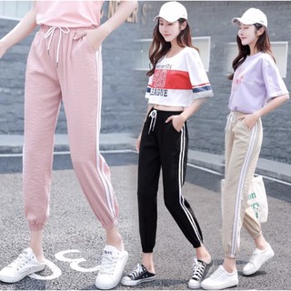 Jogger Pants on Two Stripe Pure Cotton for Ladies/Women