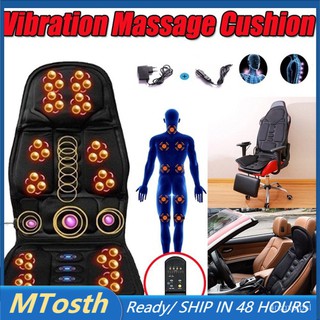 [New] Heated Back Massage Chair Cushion Car Seat Relieve Lumbar Neck Pain Massager Massage In Taga