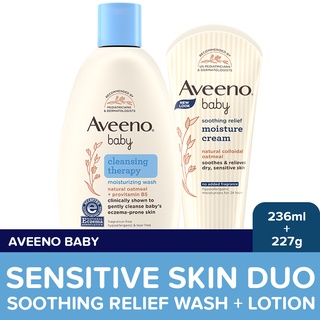 Aveeno Baby Cleansing Therapy Wash 236ml + Soothing Relief Moisture Cream 227g