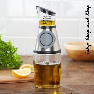 New Press and Measure Oil and Vinegar Dispenser Glass Bottle Portion Control Pumping System