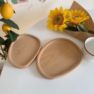 【insfree】Japanese Groceries Household Beech Wood Tray Tea Tray Fruit Snack Tray Small Pebble Coffee Cup Tray New