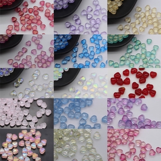 6mm Love Heart Glazed Glass Loose Beads Earrings DIY Jewelry Accessories 50Pcs Exquisite Plated Color