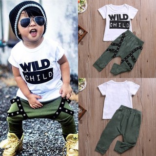 Newborn Infant Baby Boys Outfits T-shirt Tops Pants