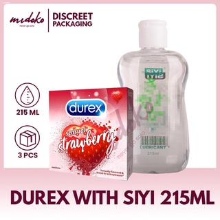 Lubricants﹍♗Durex Sensual Strawberry Flavored Condoms 3s w/ Monogatari Anal Lubricant (1)