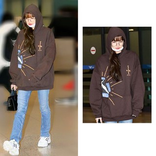 blackpink Lisa korean style ulzzang women Oversized hoodies letter cartoon long sleeve Hoodie Sweater