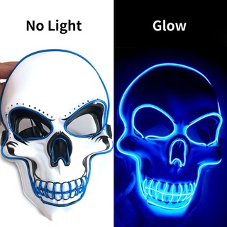 Halloween Mask LED Light Up Mask Scary Ghost Head Skull Glowing Mask Masquerade Parties Carnival