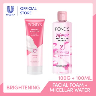 【Ready Stock]❖[Promo Bundle] POND'S Brightening Double Cleanse (Rose Vit. Micellar Water 100ml, Faci